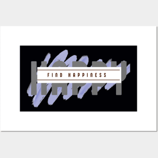 positive vibe find happiness quote with purple scrapes background Posters and Art